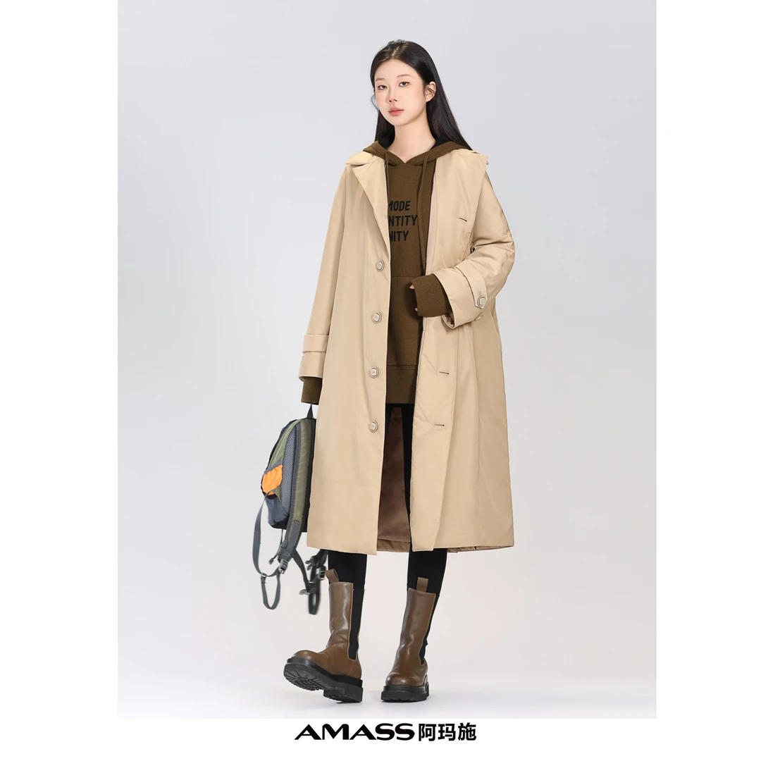 阿玛施【官方正品】 新款秋冬新雪丽外套宽松长款时尚百搭女5400960