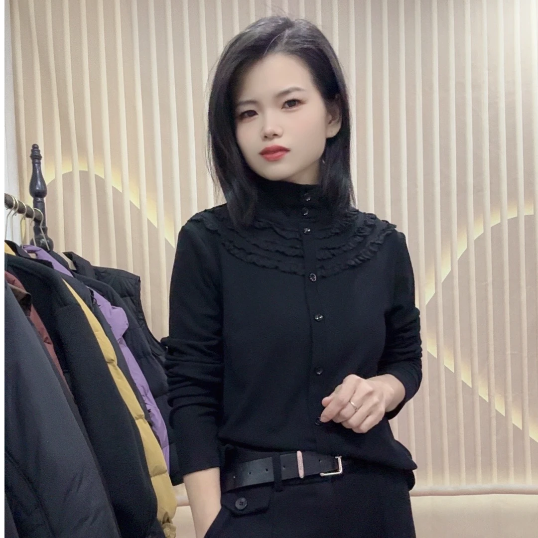2024冬季新款保暖加绒打底衫长袖网红时尚百搭修身半高领女士上衣