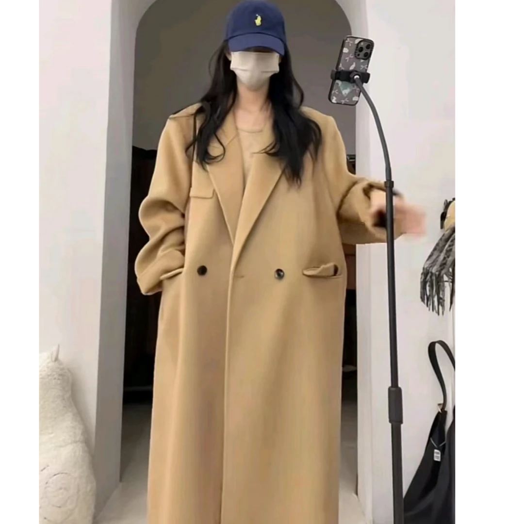 【柏林大衣】阔版25新款男友风百搭宽松可可棕双面气质毛毛大衣