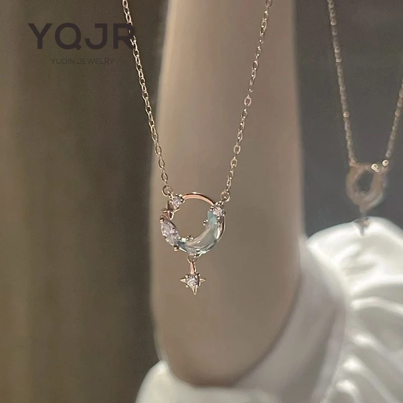 非金属项链 银色逐梦星河月亮项链女轻奢小众设计百搭不掉色