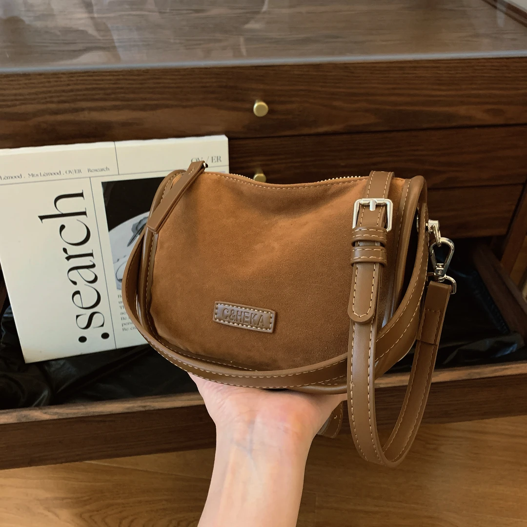 2024新款时尚百搭手提单肩慵懒随性包包女磨砂小包包小众高级感