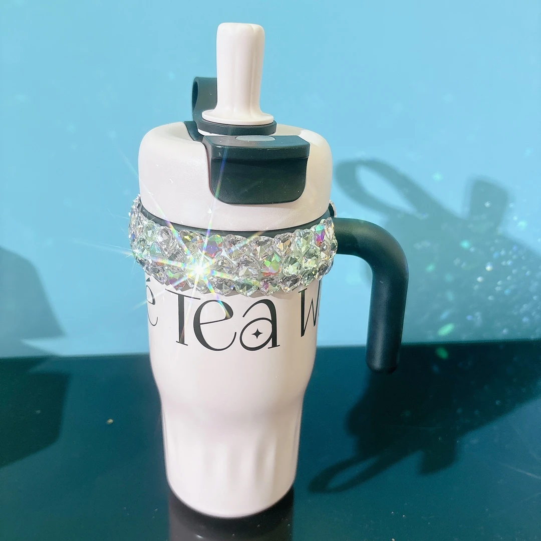 镶钻草莓生活316不锈钢保温杯大容量带手柄吸管杯高颜值杯子