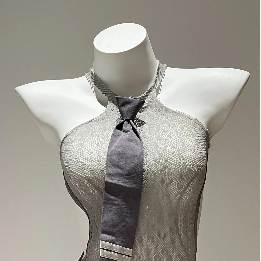 Yes store【学姐暴击】挂脖紧身连衣裙短款性感诱惑少女蕾丝时尚