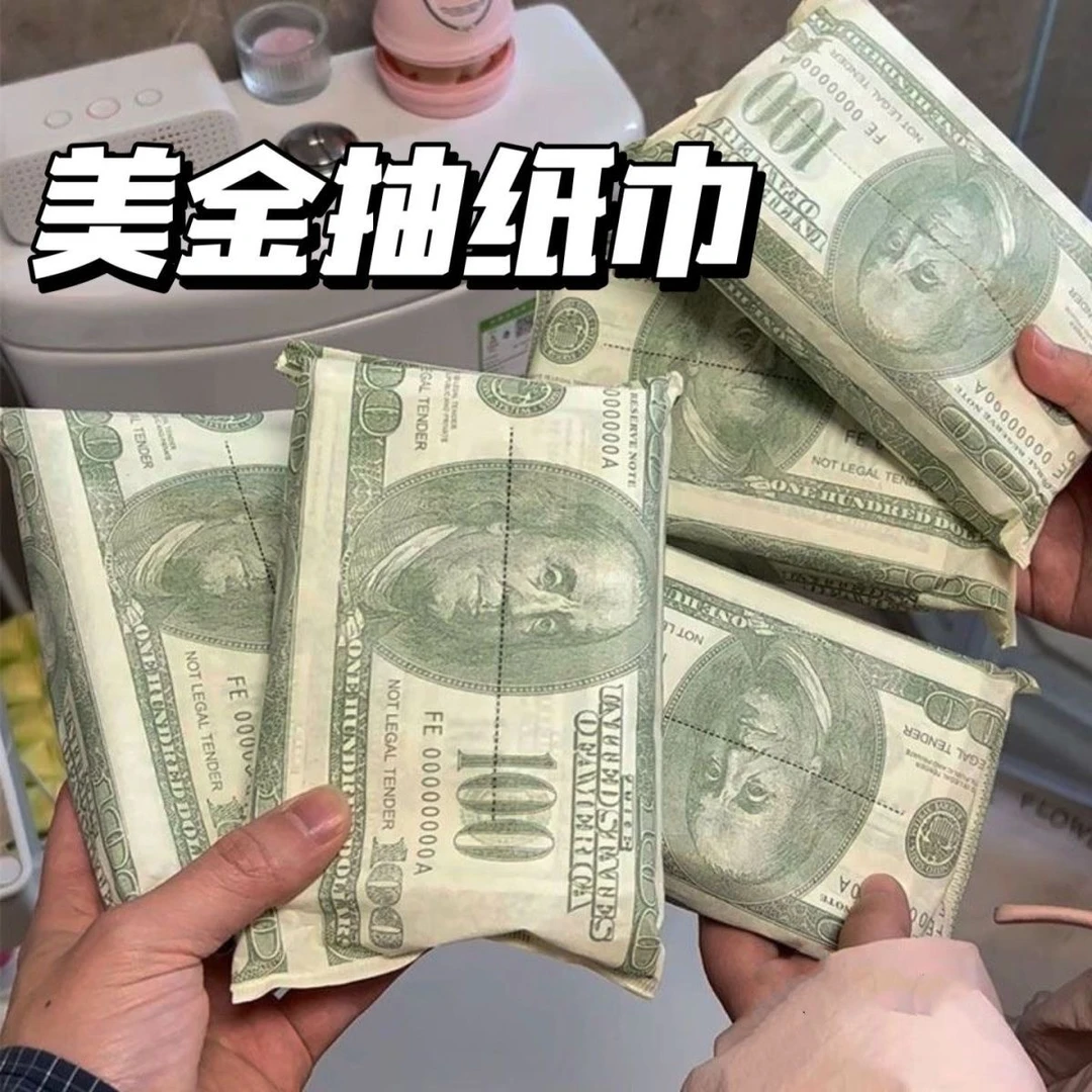 美式抽纸创意印花卷纸金钱纸巾加厚随身手帕纸恶搞美金桌面用抽纸
