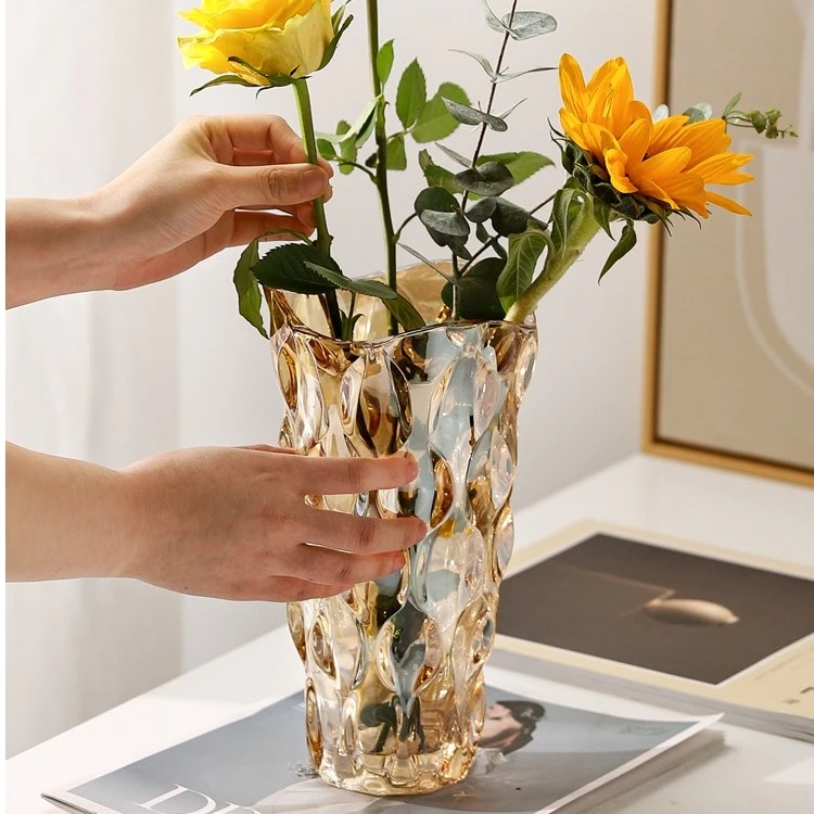 轻奢北欧ins风波西米亚水晶玻璃花瓶摆件客厅水养插花玫瑰装饰品