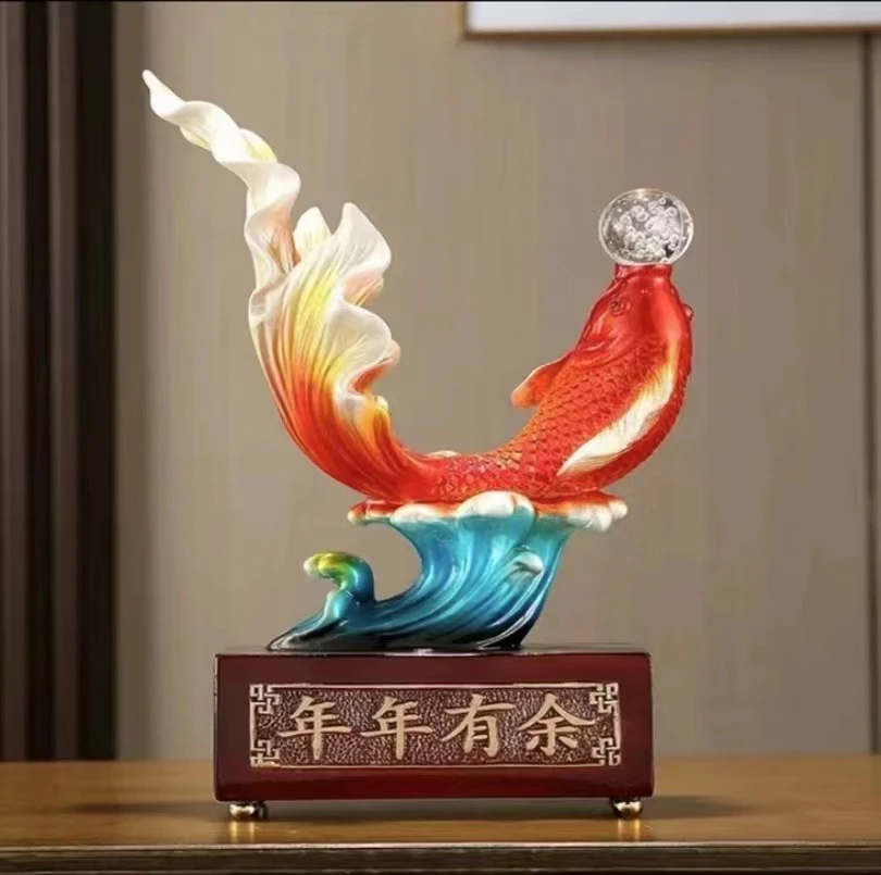 年年有余招财鱼摆件花器办公室客厅酒柜电视柜家居装饰品乔迁花瓶