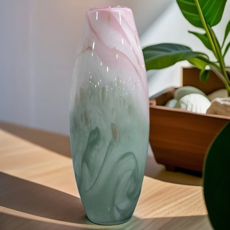 山水画轻奢高端琉璃花瓶高级感客厅书房格柜插花花器家居装花瓶