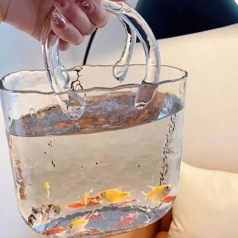 外贸孤品透明手提包包花瓶花器