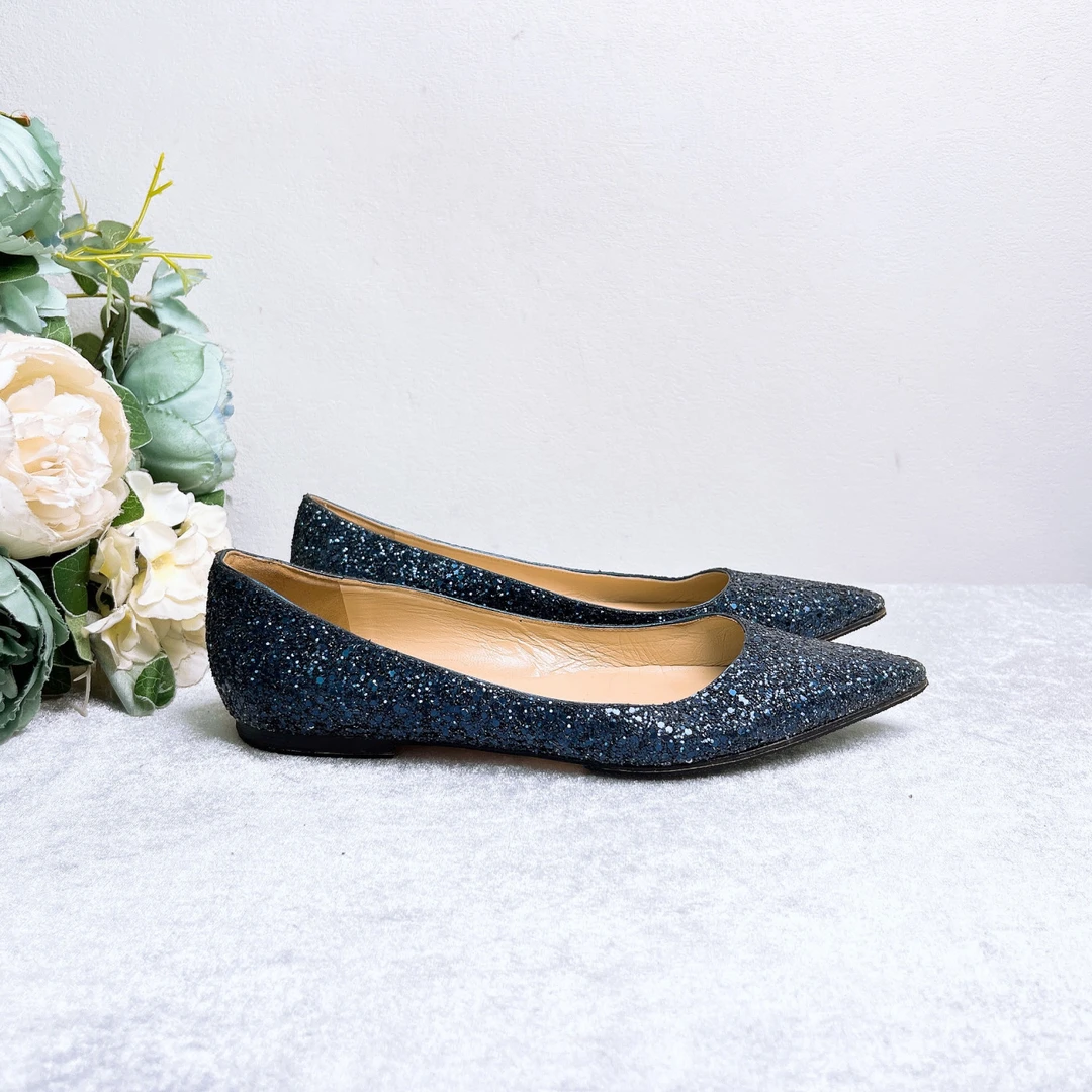 95新 JIMMY CHOO/吉米周 平底鞋/37.5码/成色/Xsp27302