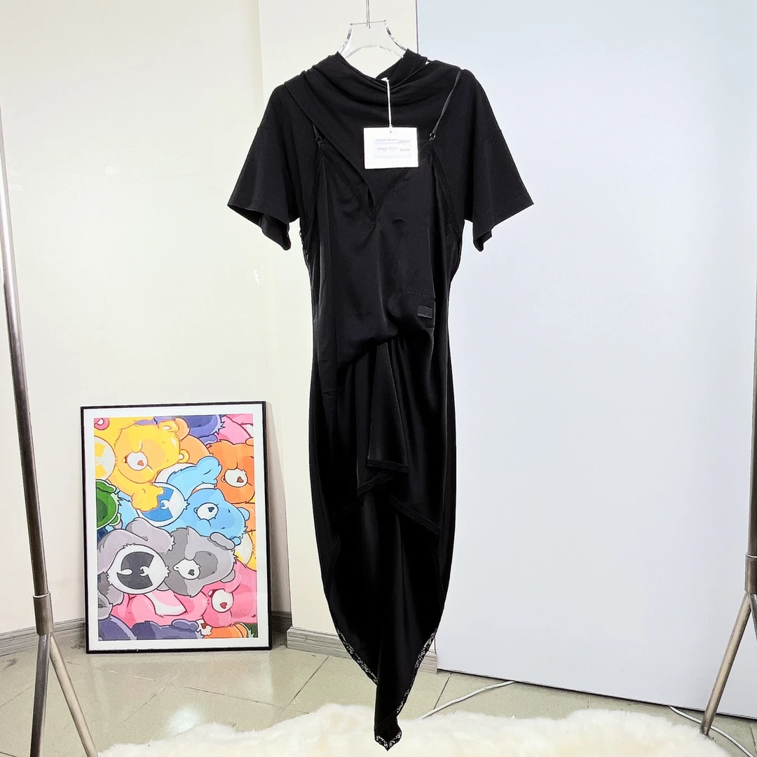 全新未使用  AlexanderWang短袖拼接连衣裙/4码/闲置/Xsp28076
