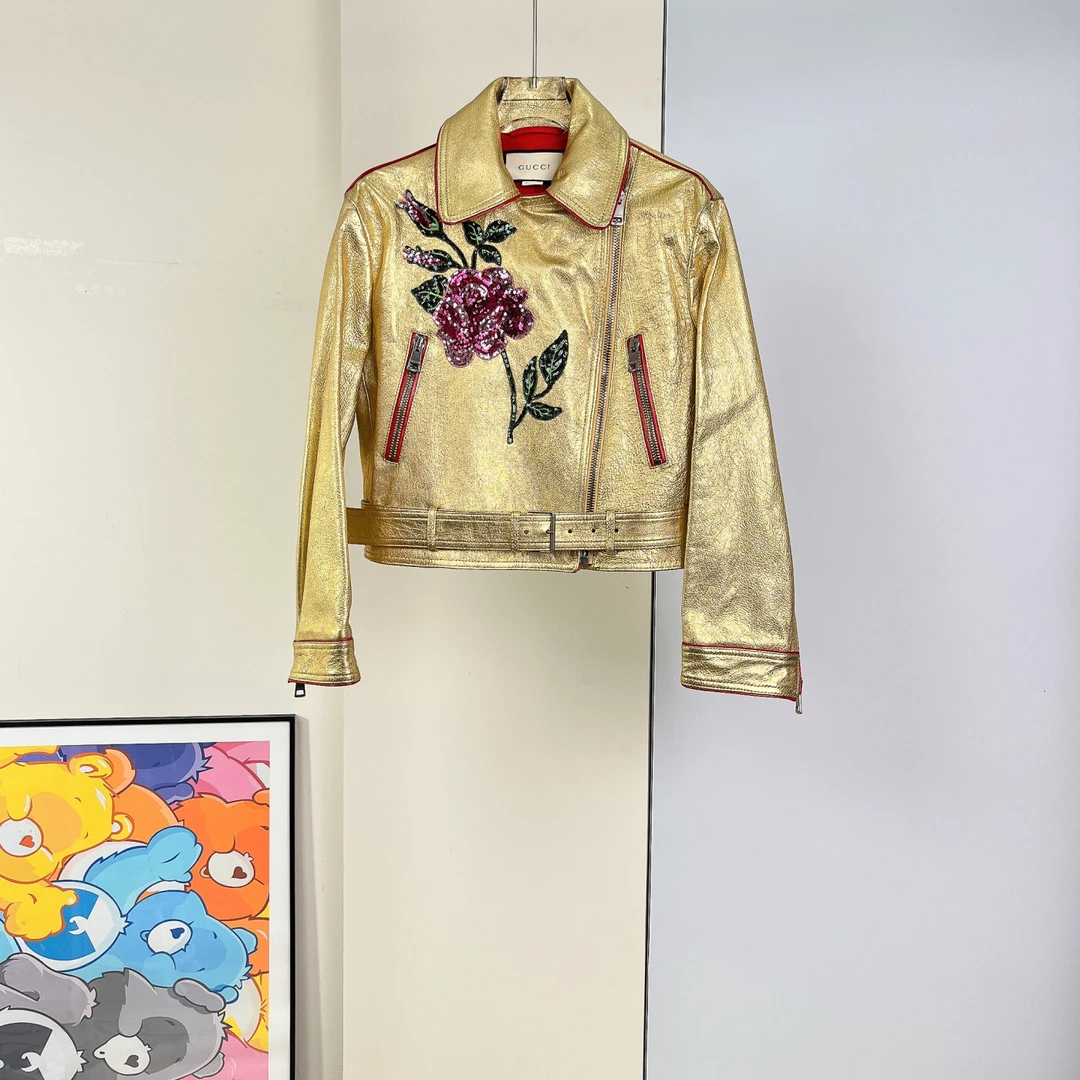 95新 GUCCI/古驰 皮衣外套/38码/Xspn4682