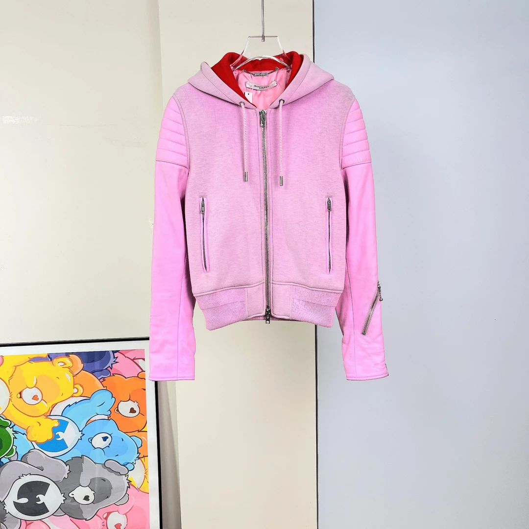 95新 Givenchy/纪梵希 拉链连帽拼接外套/36码/Xsp29291