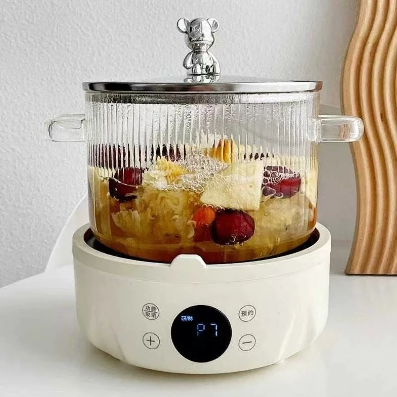 小熊养生玻璃锅炖锅煲汤双耳透明玻璃碗日用厨房可爱餐具856222