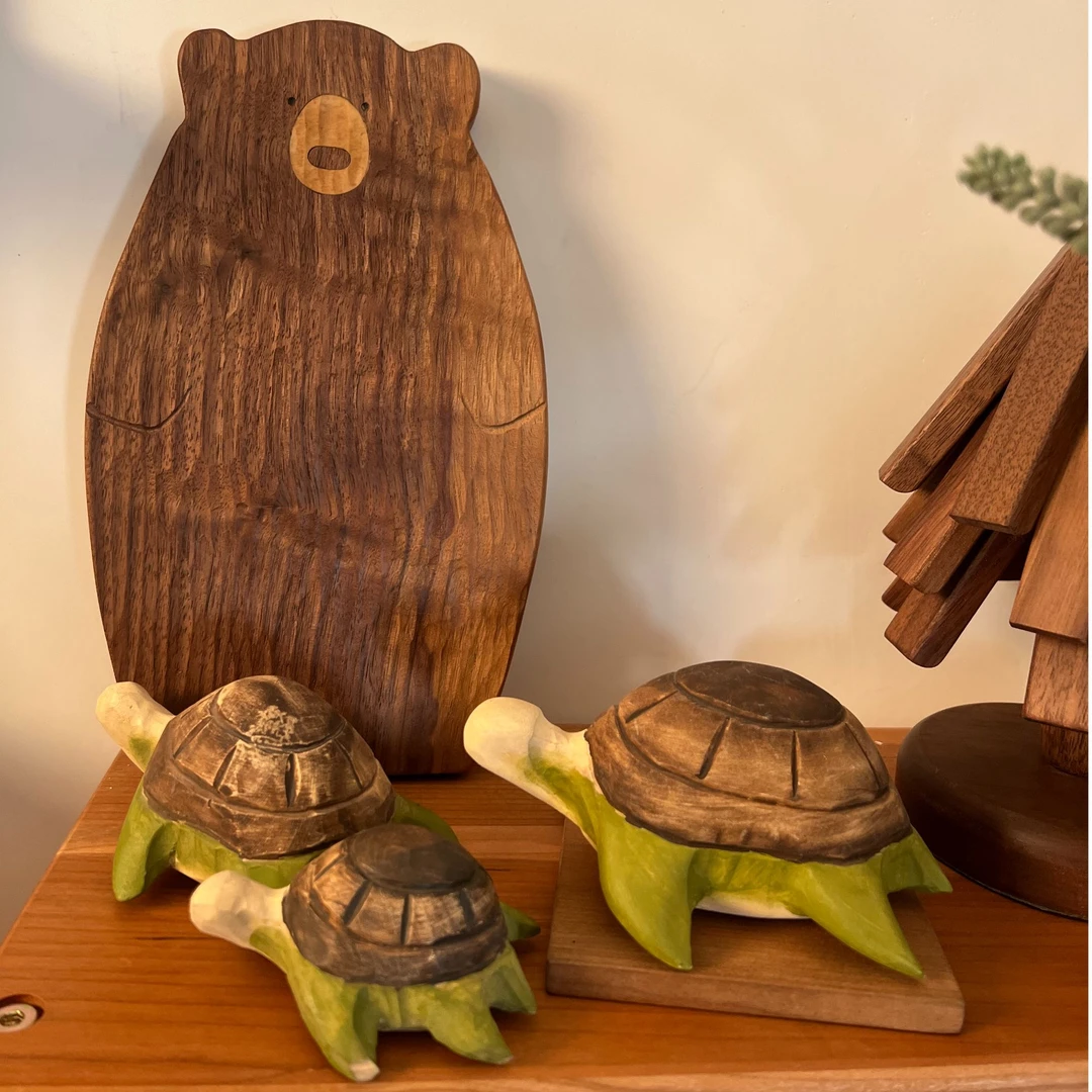 创意木雕小摆件海龟纯手工制品可爱纯手作雕刻精品车载小动物礼品