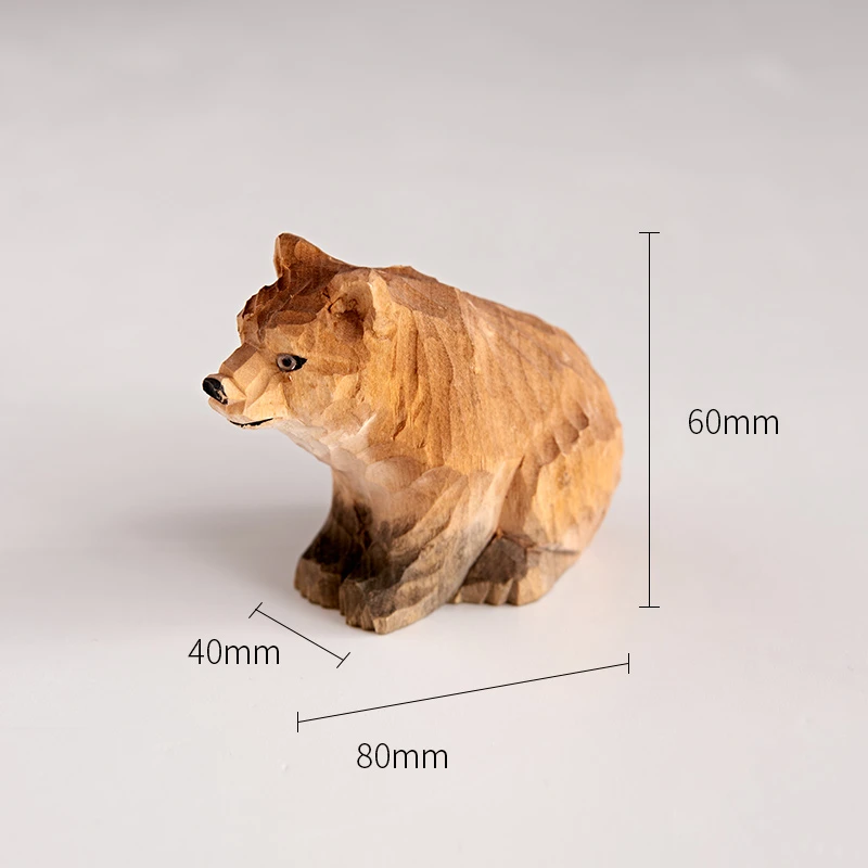 实木小熊木雕摆件创意纯手工动物雕刻节日礼物客厅卧室车载小摆件