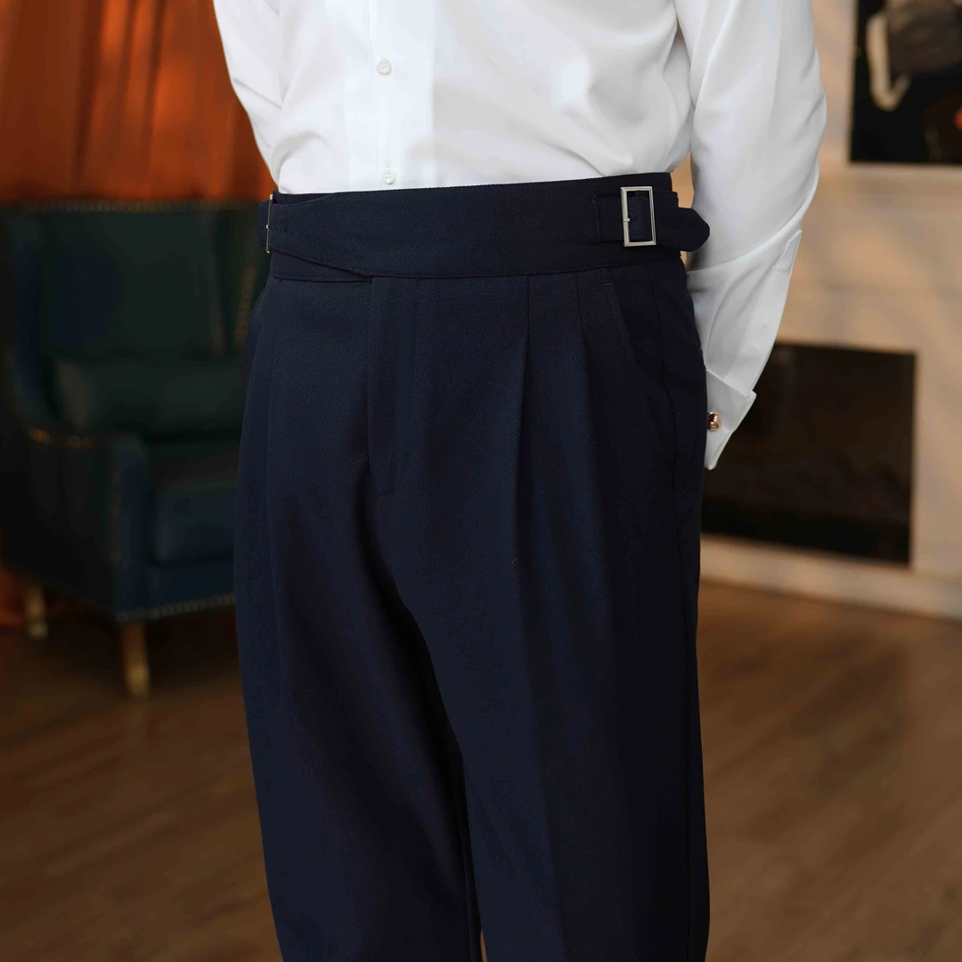 加厚西裤男士高腰百搭直筒商务廓尔格西裤绅士修身九分裤秋冬款