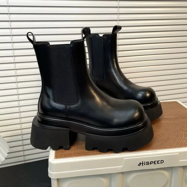 闺蜜家~马丁靴女2024新款厚底烟筒靴子粗跟英伦风切尔西靴短靴
