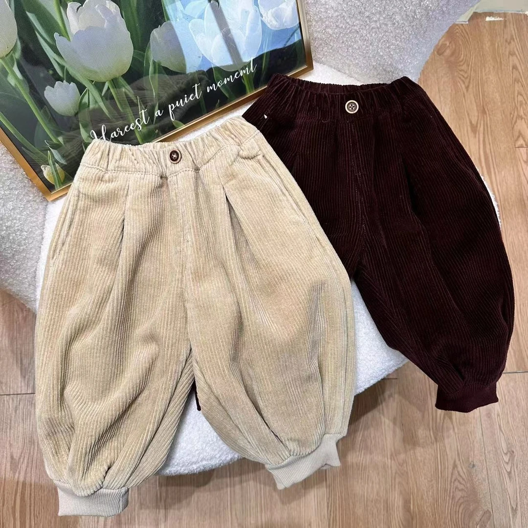 韩版儿童加绒休闲百搭灯芯绒小脚裤