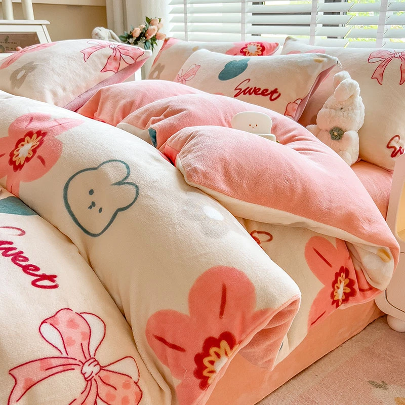 牛奶绒入冬四件套加绒加厚床单被套三件套保暖双面绒家纺床上用品