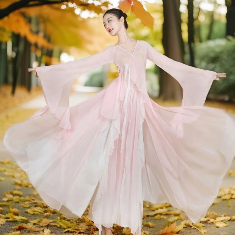 古典舞服装仙气飘飘纱衣水袖广袖中国舞舞蹈服飘逸汉唐大袖中国风