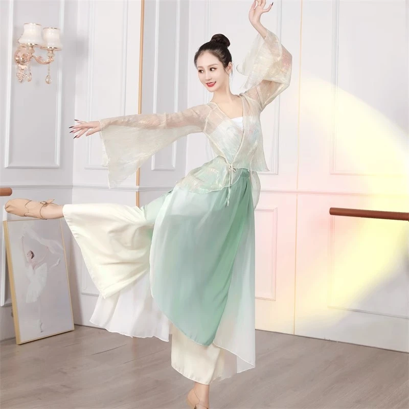 古典舞服装超仙跳舞服装身韵修身汉元素舞蹈服古风纱衣练功服舞蹈