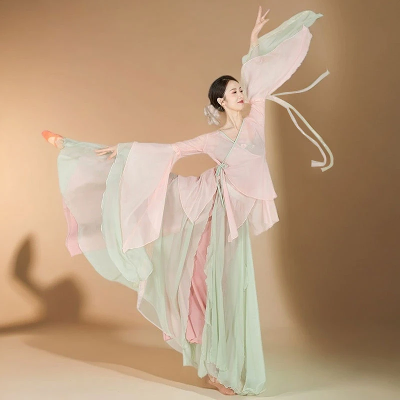 古典舞舞蹈服仙气飘飘民族舞飘逸身韵中国风练功服演出服汉唐女士