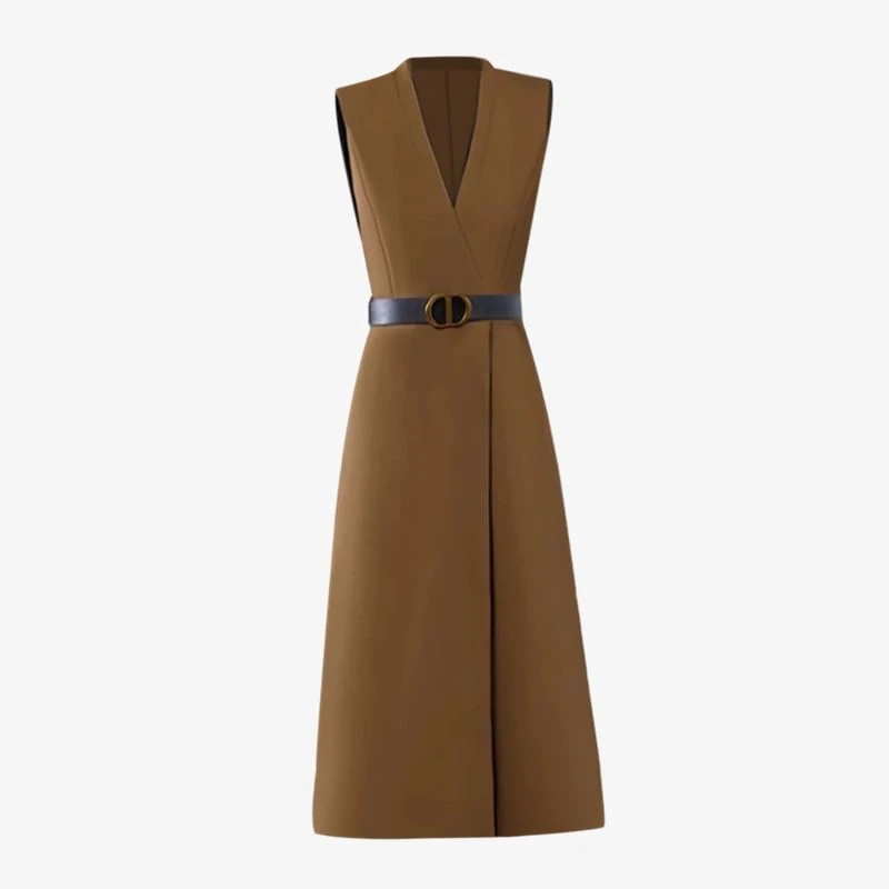 7624连衣裙秋冬无袖马甲裙中长款叠穿背心裙收腰过膝内搭长裙