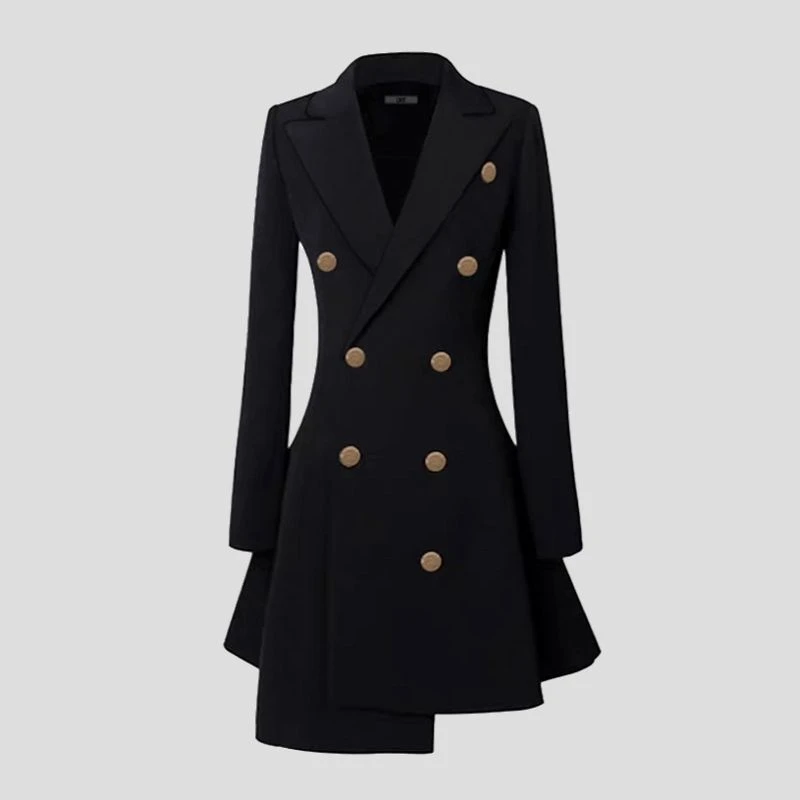 不规则气质西装裙风衣连衣裙女新款春秋中长款明星同款外套5994