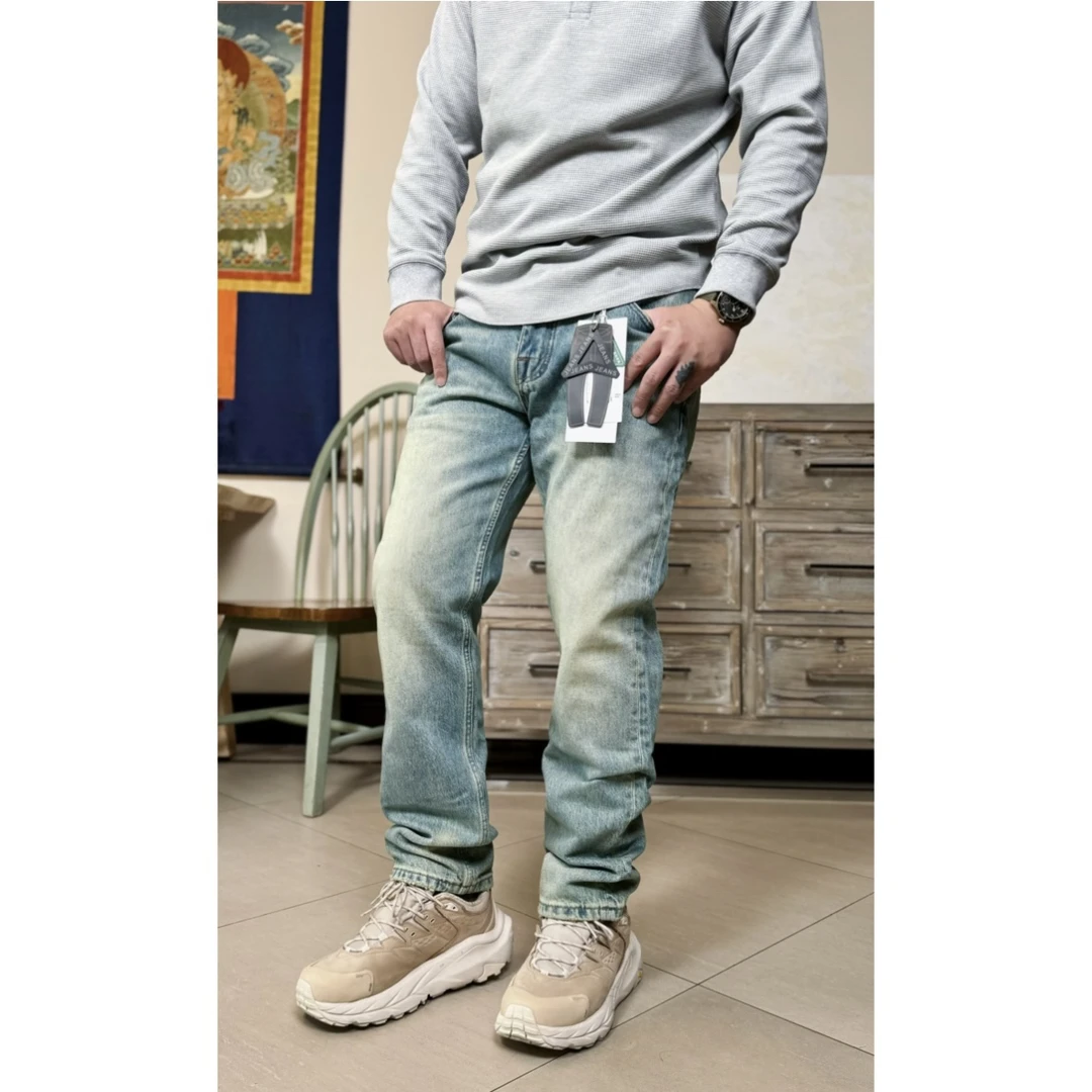 阿美咔叽复古水洗直筒休闲牛仔裤Q130