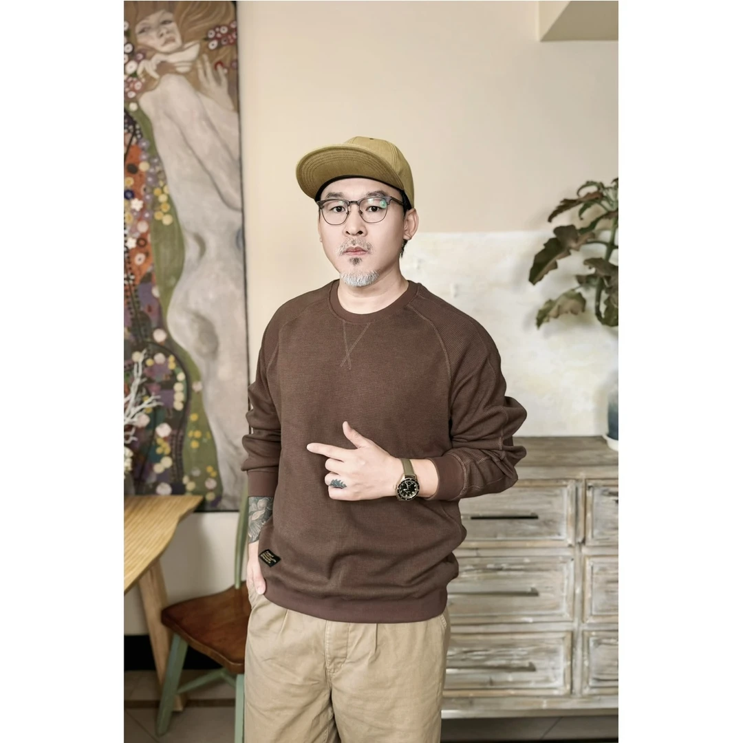 阿美咔叽复古水洗慵懒风休闲圆领套头卫衣2028