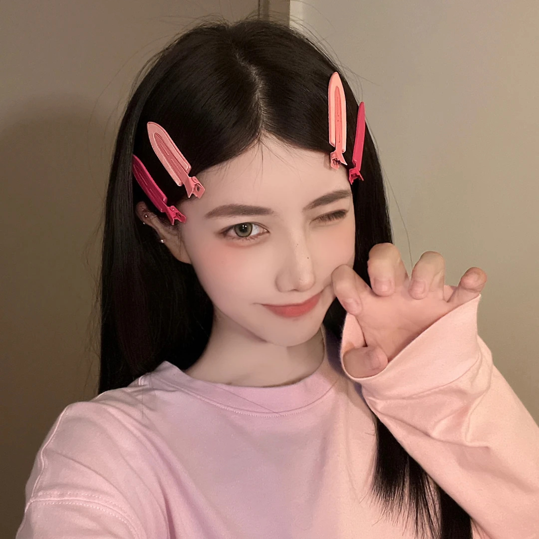 红色日系无痕发夹女刘海夹侧边夹鸭嘴夹化妆碎发夹子粉色发卡头饰