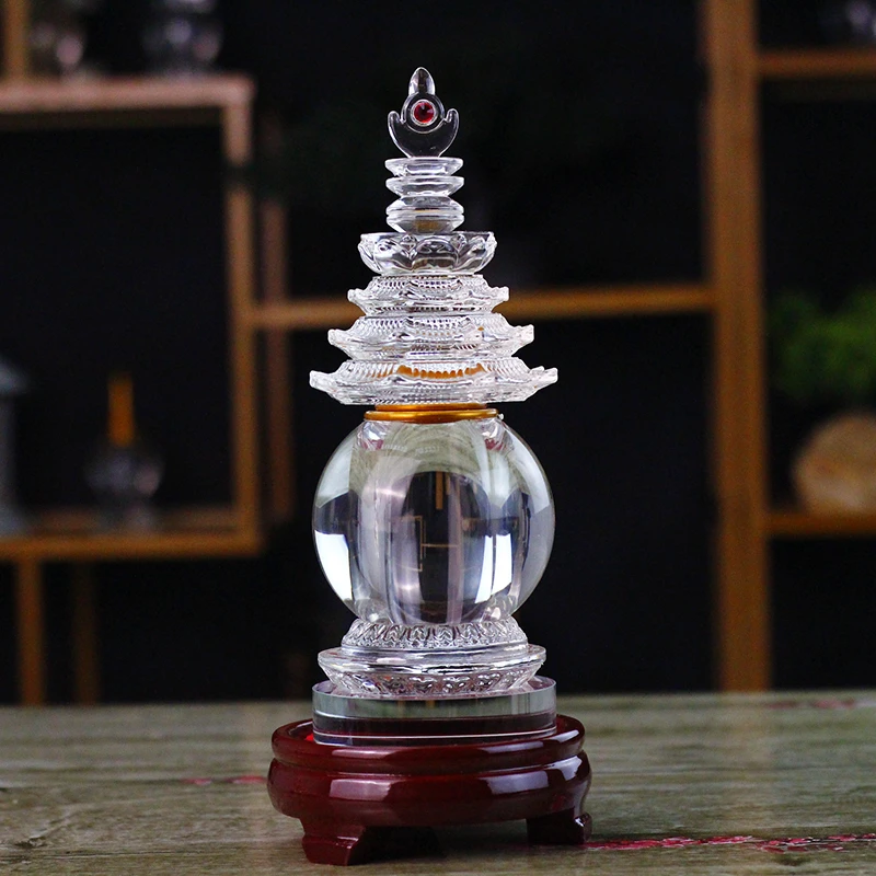 密封装藏大号水晶塔摆件中式加厚储存储物瓶桌面饰品工艺品防尘潮