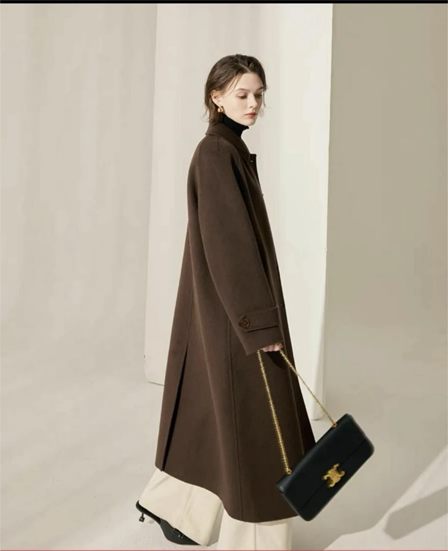 【大衣高定】秋冬欧洲站流行冬季大衣拼色时尚百搭小香风羊毛外套