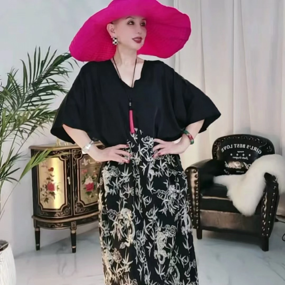 【嘉蔚推荐】时尚宽松设计版高定拼接花连衣裙10036