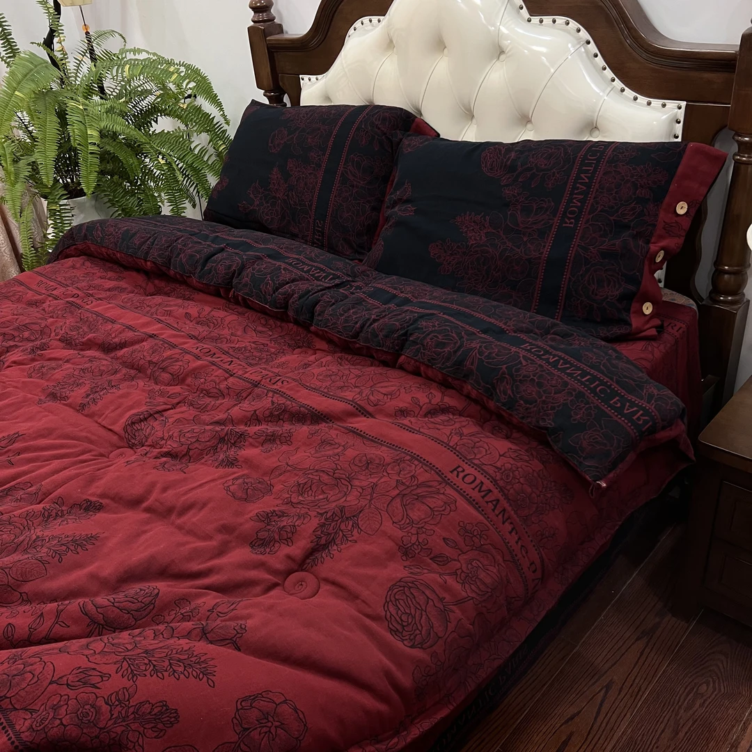 【古棉朴梦】全棉双层纱色织提花羊绒蛋白春秋冬被加厚被子棉被保暖