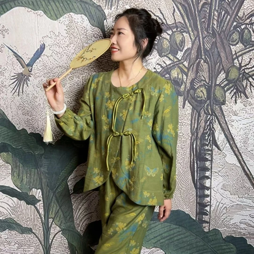 【弘雪】兰溪秋冬新款女士居家服 全棉双层纱A类母婴高端家居服套装