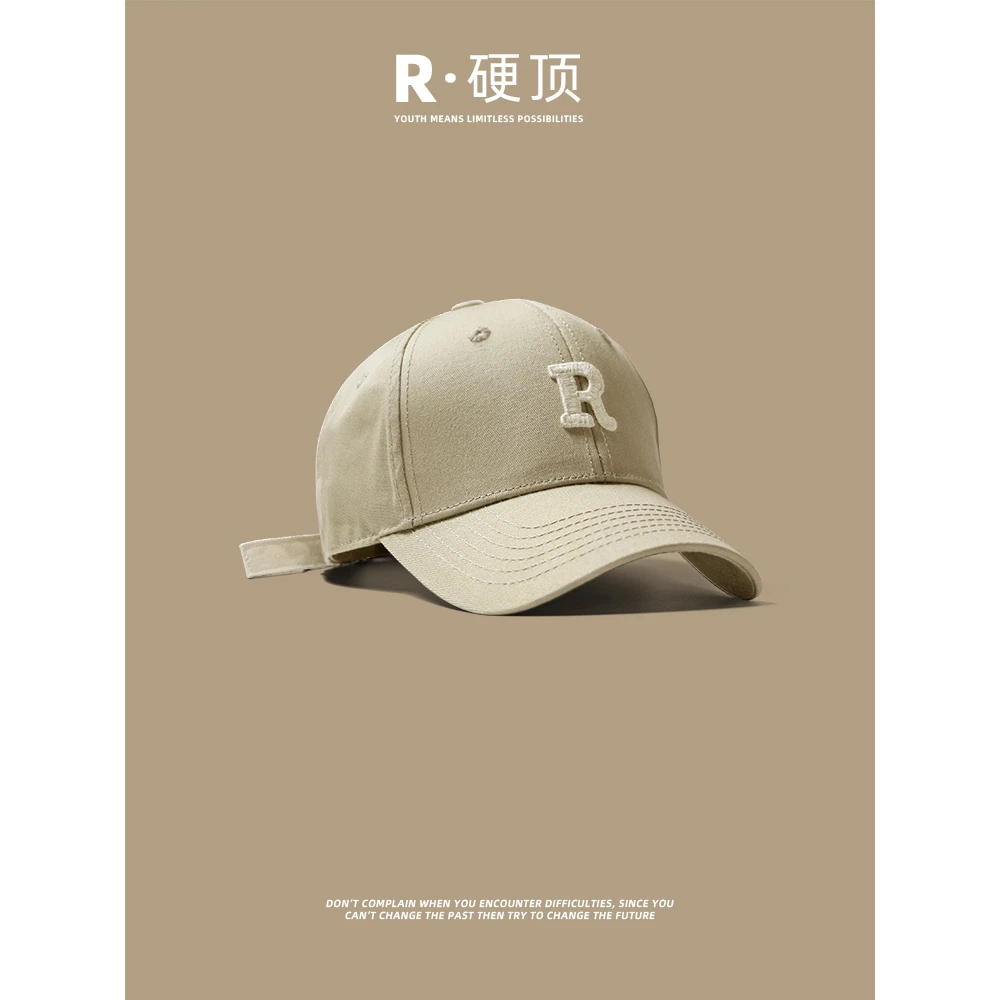 BANGKE LEER标卡其色棒球帽硬顶鸭舌帽男士帽子男潮有型春夏潮流