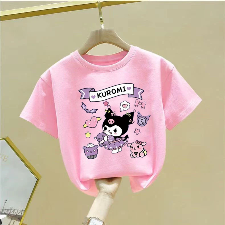 新款sanrio儿童夏季纯棉短袖T恤库洛米玉桂狗女童衣服高质量洋气t