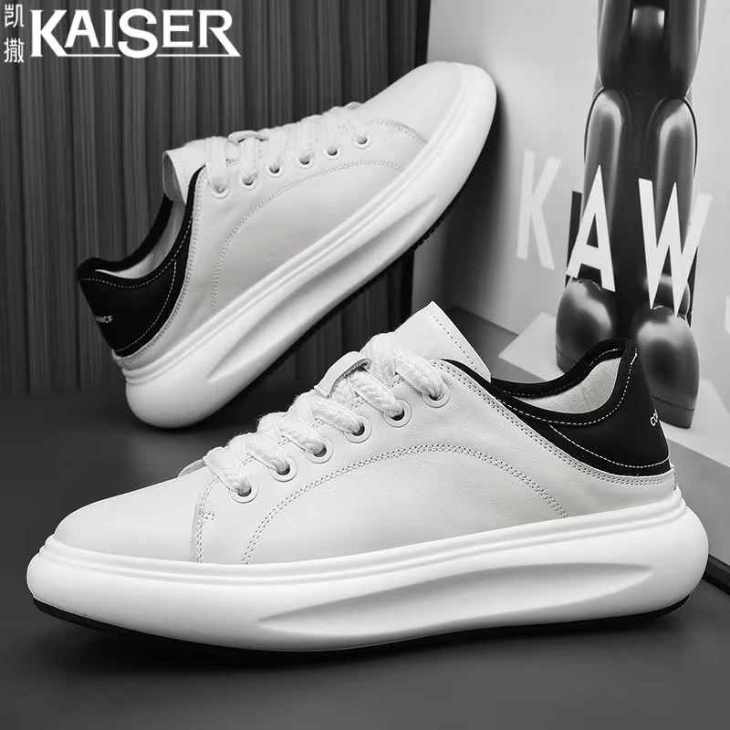 凯撒官方正版男鞋鞋子男款厚底增高休闲小白鞋男士轻便软底运动鞋
