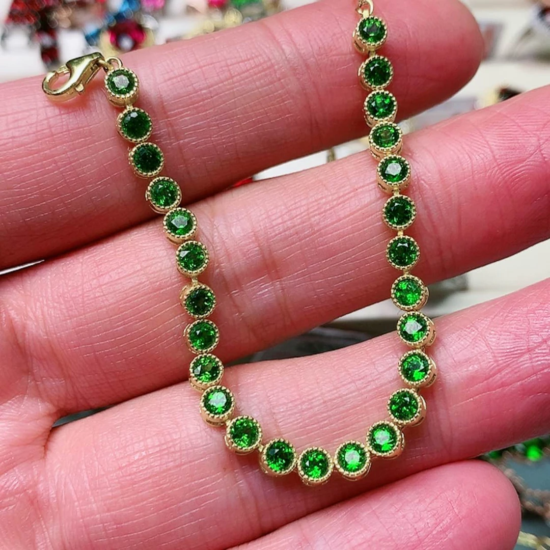 【闪购商品】透辉石手链银S925镶嵌鱼*3x 3