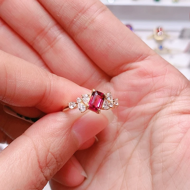 石榴石戒指银S925镶嵌