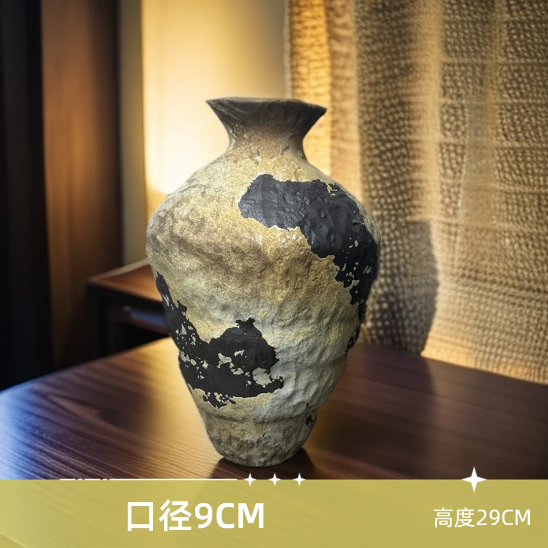 景德镇陶瓷复古C2件套花瓶简约现代干花玄关客厅卧室装饰餐桌插花