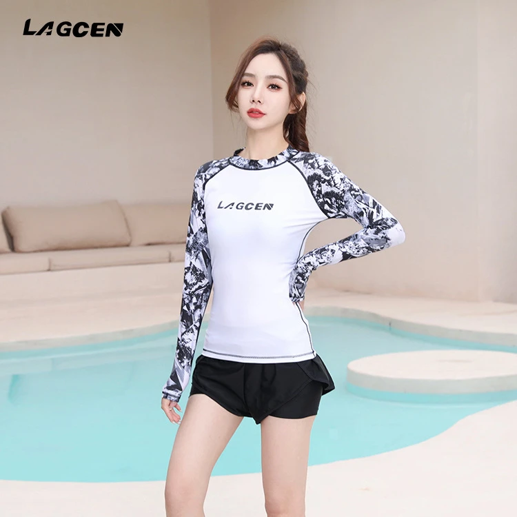 LAGCEN朗晨韩新款分体潜水服冲浪衣速干温泉海边防晒泳装衣浮潜女