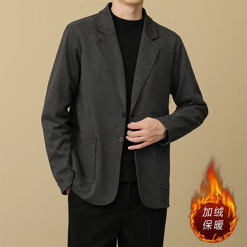 【星空毛呢小西装】冬季加绒加厚保暖西服男商务上班微宽松休闲外套