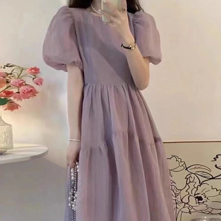 V1453甜美连衣裙温柔风夏季新款法式茶歇高级感显瘦初恋仙女裙子