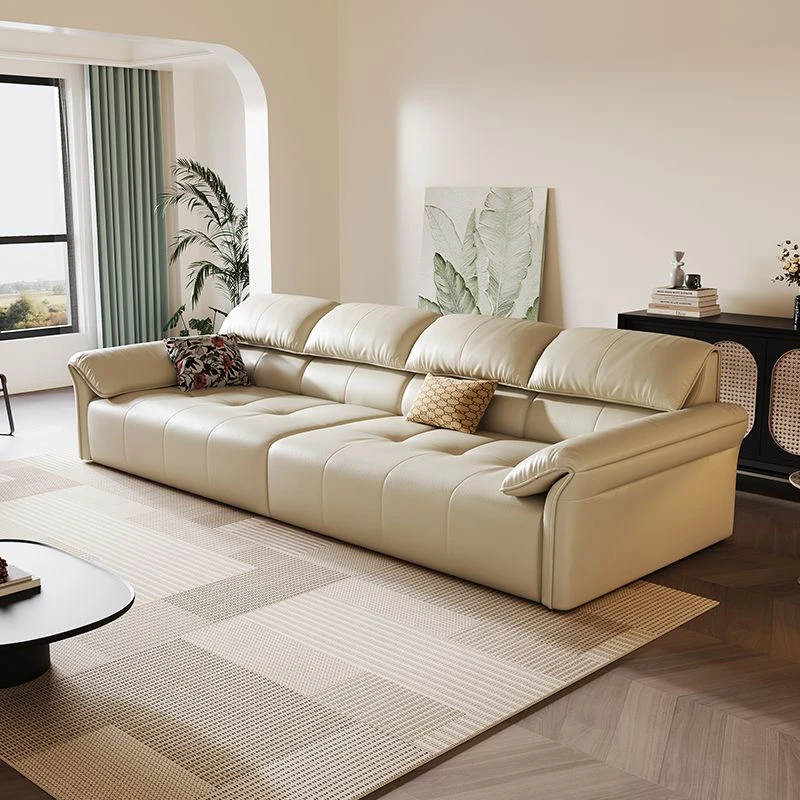 电动沙发客厅真皮可伸缩多功能沙发简约现代小户型两用直排沙发床