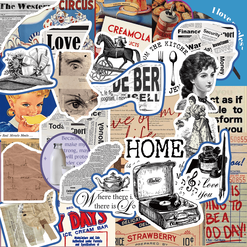 【小星星粉丝专属】复古简约风手机壳diy素材贴纸简约防水韩系贴画