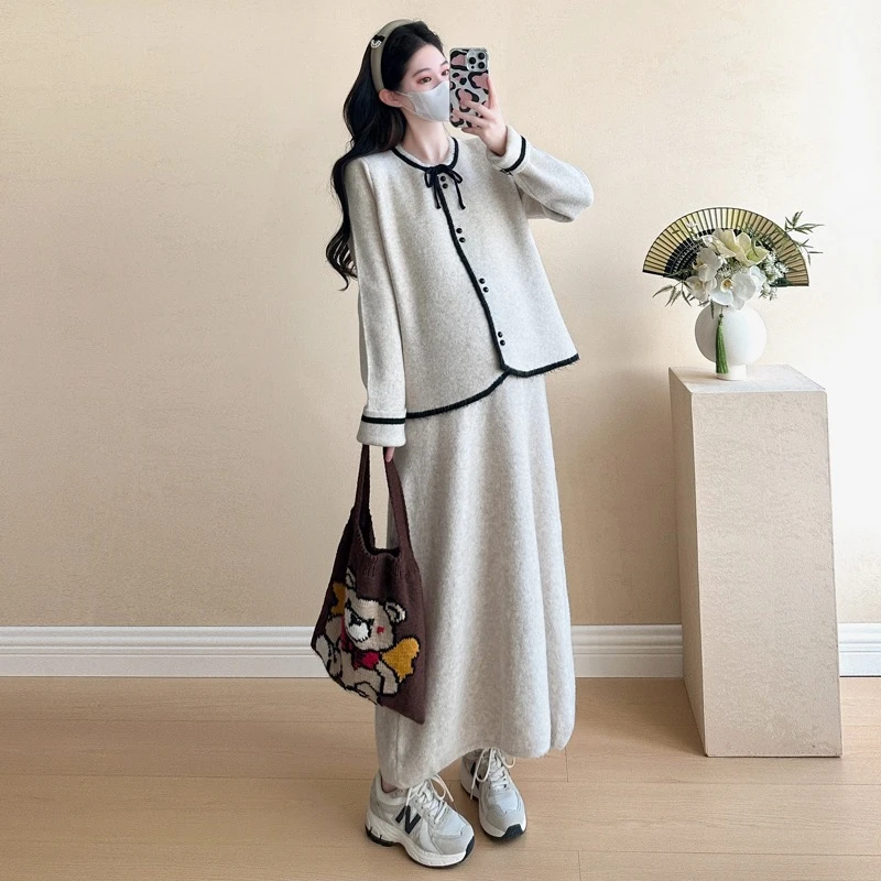 孕妇装秋冬款上衣半身裙套装两件套孕妈妈穿搭871