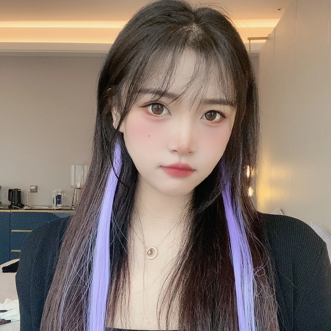 4片装彩色发片挂耳染假发片樱花粉造型佩戴发饰马尾升级自然固定