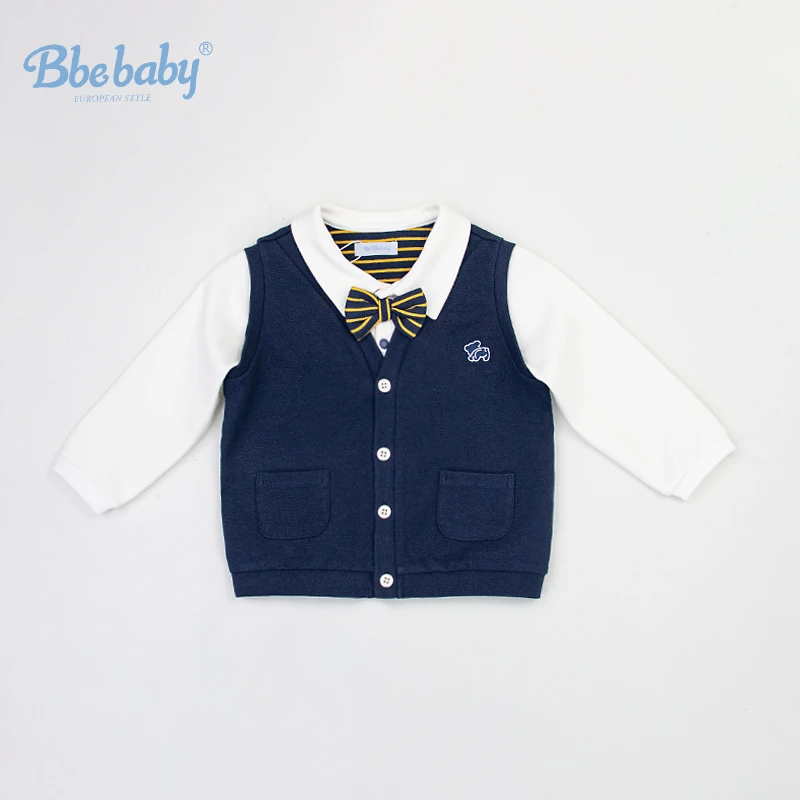 Bbe baby秋冬新品罗纹小绅士领结外套 男宝假两件学院风外套-L034
